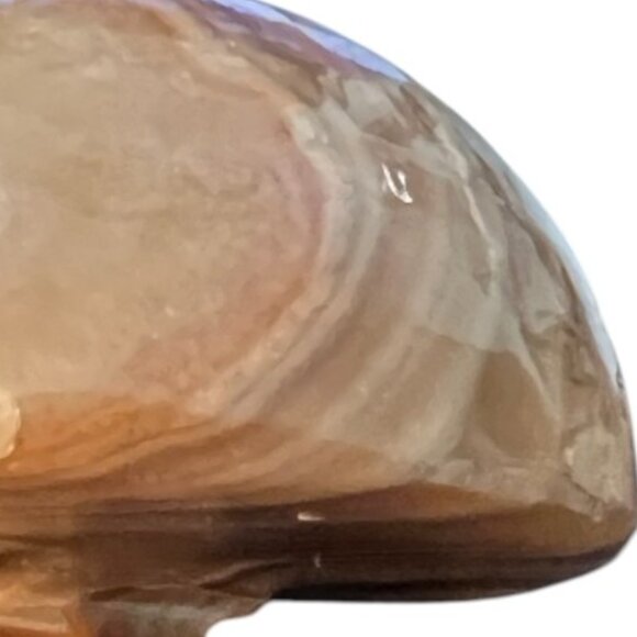 Vtg 1974 Hand-carved Natural Banded Jasper Mushroom Browns and Tans Freestanding - Picture 13 of 15